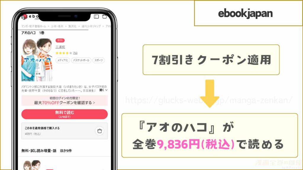 ebookjapan｜アオのハコを6冊まで7割引きで読める
