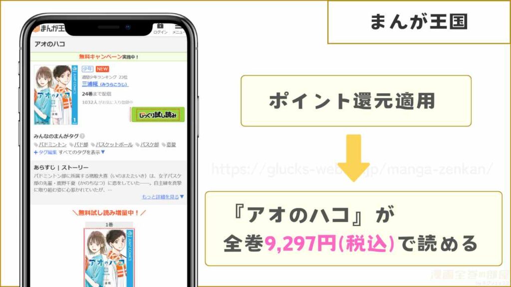 まんが王国｜アオのハコを全巻安く読める