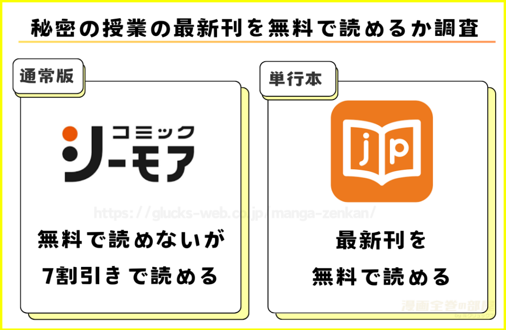 漫画『秘密の授業』の最新刊を無料で読めるか調査