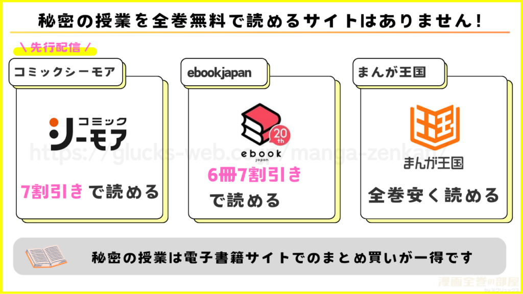漫画『秘密の授業』を全巻無料で読める電子書籍サイトを調査