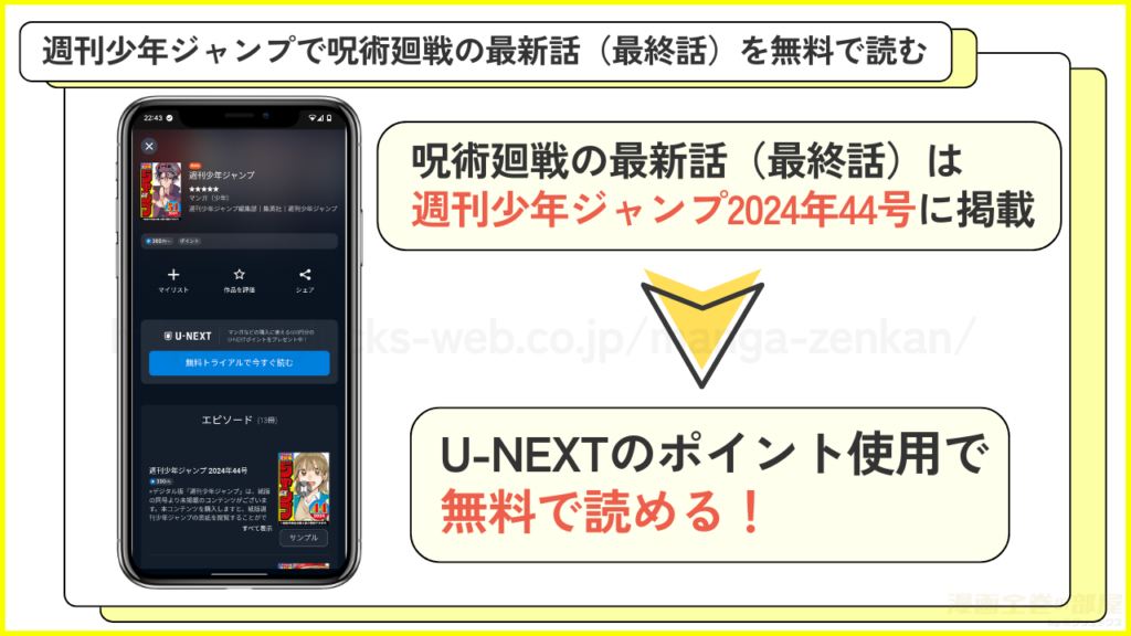 最終話掲載の週刊少年ジャンプ44号で無料で読める