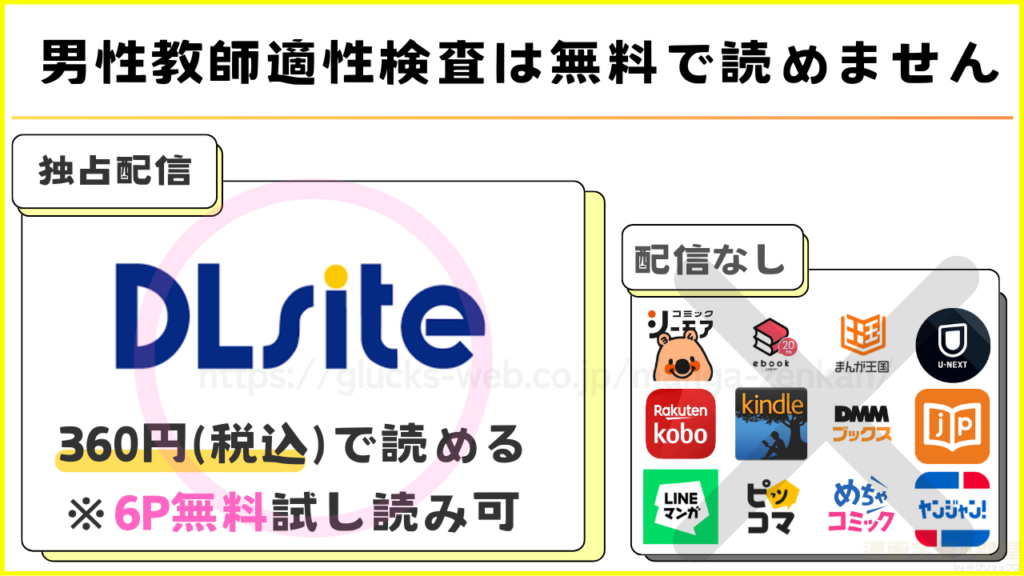 漫画「男性教師適性検査」の無料漫画が読めるサイトを調査