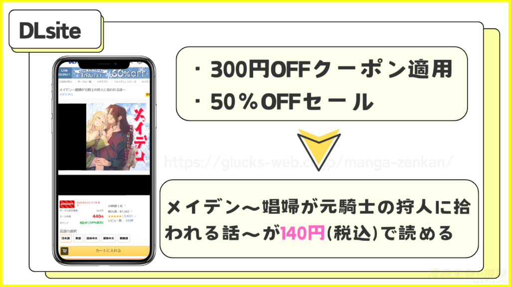 DLsite｜メイデン～娼婦が元騎士の狩人に拾われる話～が140円で読める