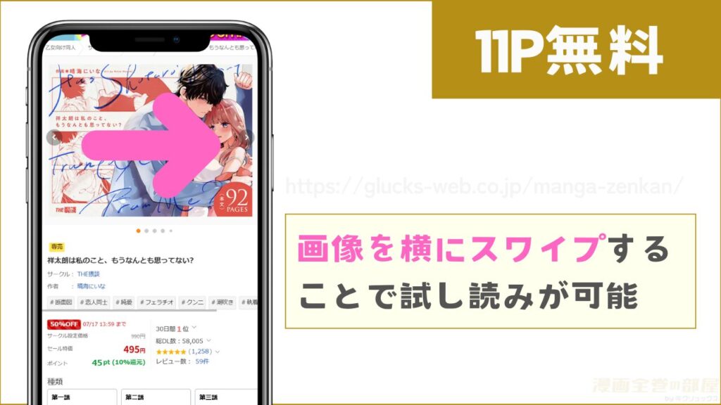 画像を横にスワイプ