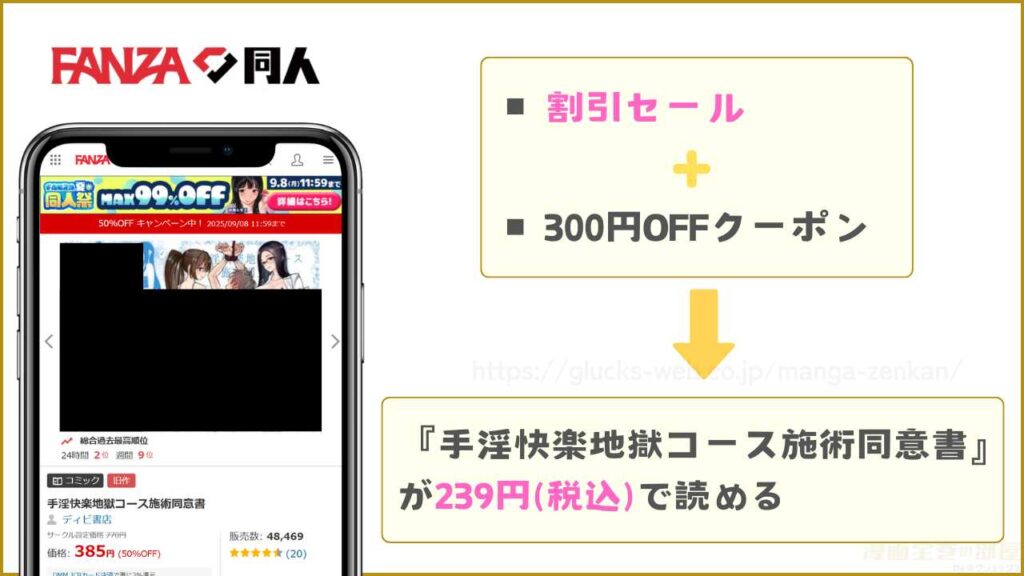 FANZA同人|手淫快楽地獄コース施術同意書が239円で読める