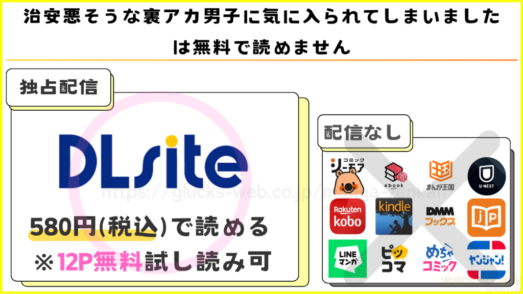 漫画「治安悪そうな裏アカ男子に気に入られてしまいました」の無料漫画が読めるサイトを調査