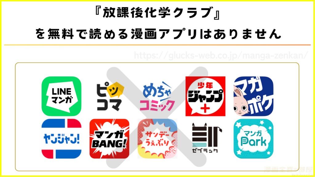 放課後化学クラブが無料で読める漫画アプリは現在ない