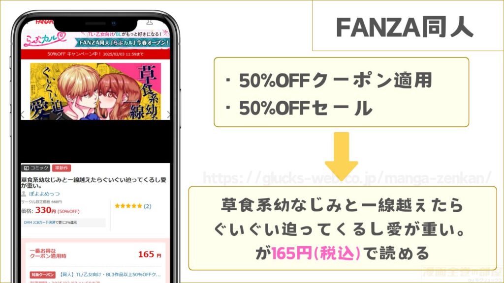 FANZA同人|草食系幼なじみと一線越えたらぐいぐい迫ってくるし愛が重い。が165円で読める