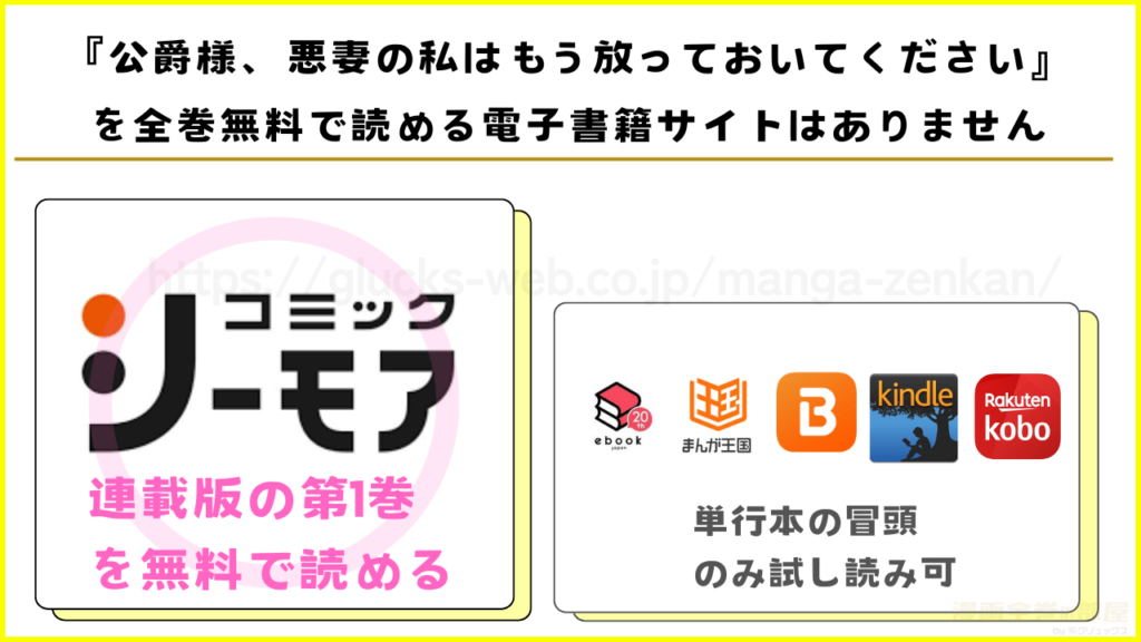 漫画『公爵様、悪妻の私はもう放っておいてください』を全巻無料で読めるサイトやアプリを調査