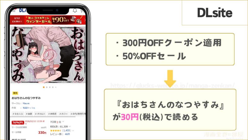 DLsite｜『おはちさんのなつやすみ』が300円引きで読める