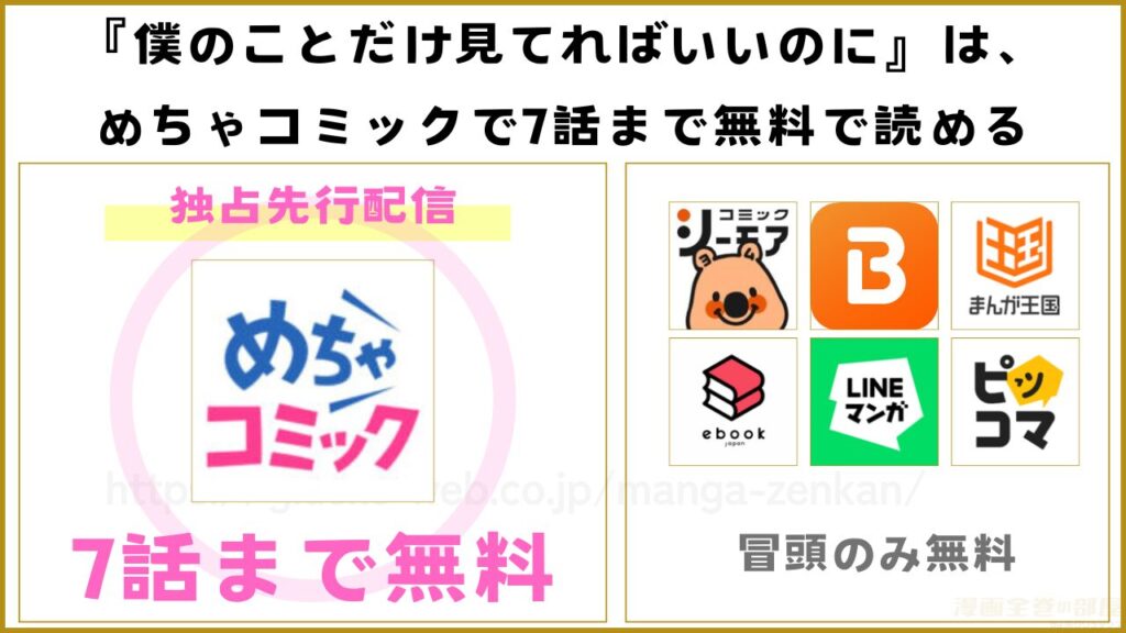 漫画『僕のことだけ見てればいいのに』を無料で読めるサイトやアプリを調査