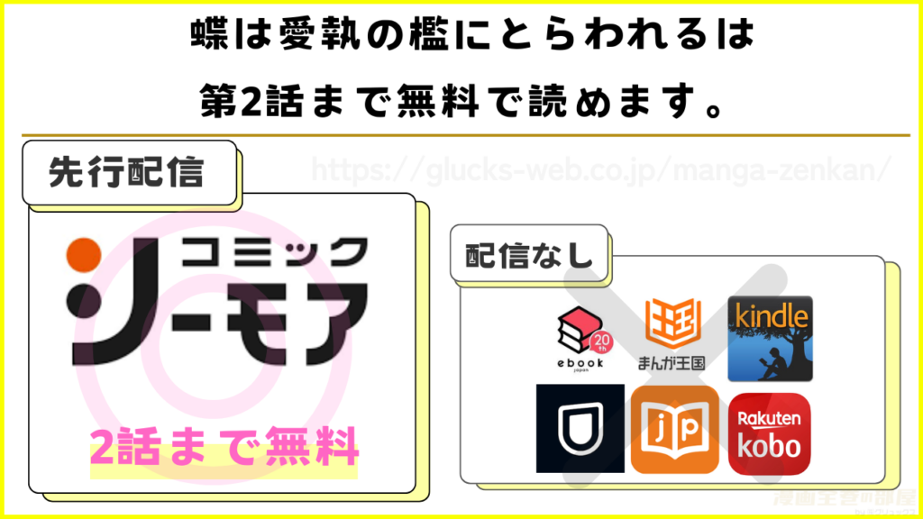 漫画『蝶は愛執の檻にとらわれる』を無料で読めるサイトやアプリを調査