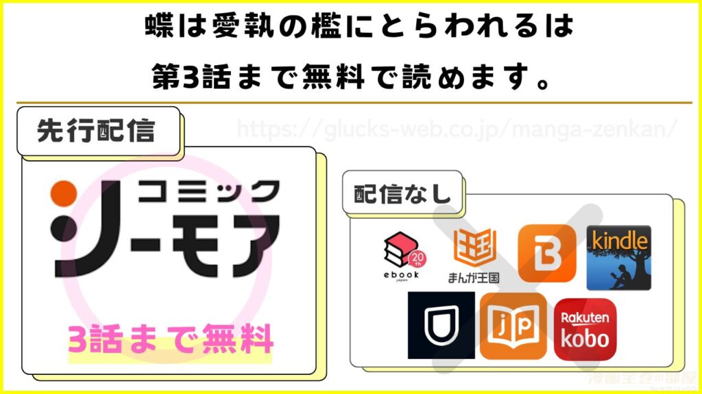 漫画『蝶は愛執の檻にとらわれる』を無料で読めるサイトやアプリを調査