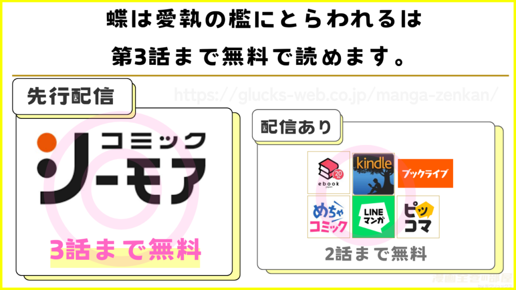漫画『蝶は愛執の檻にとらわれる』を無料で読めるサイトやアプリを調査