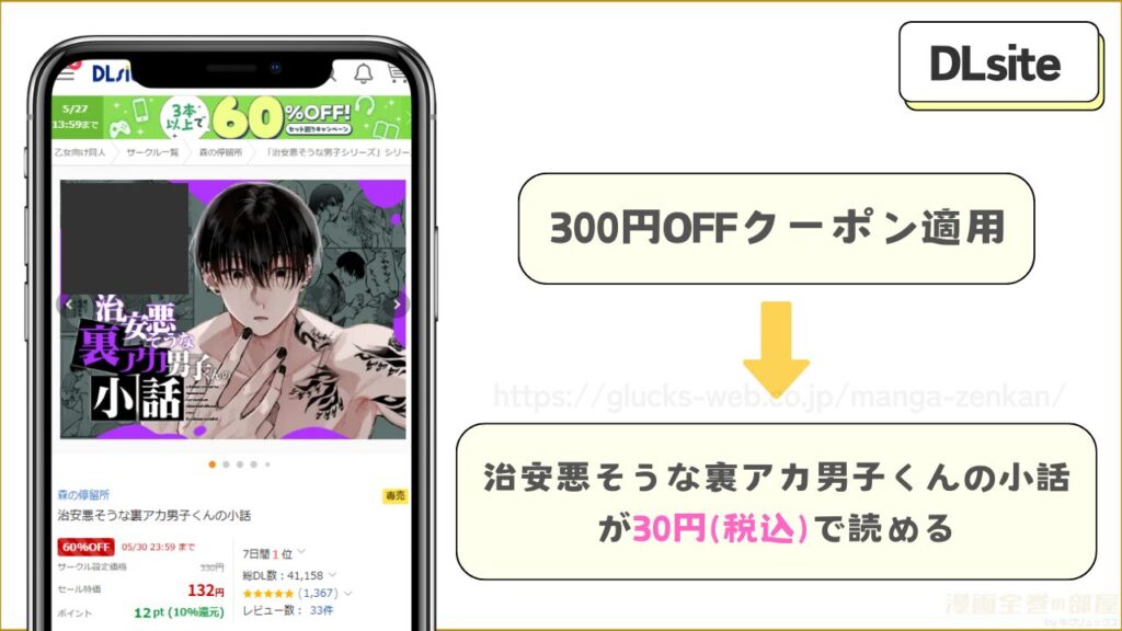 DLsiteなら『治安悪そうな裏アカ男子くんの小話』が30円で読める