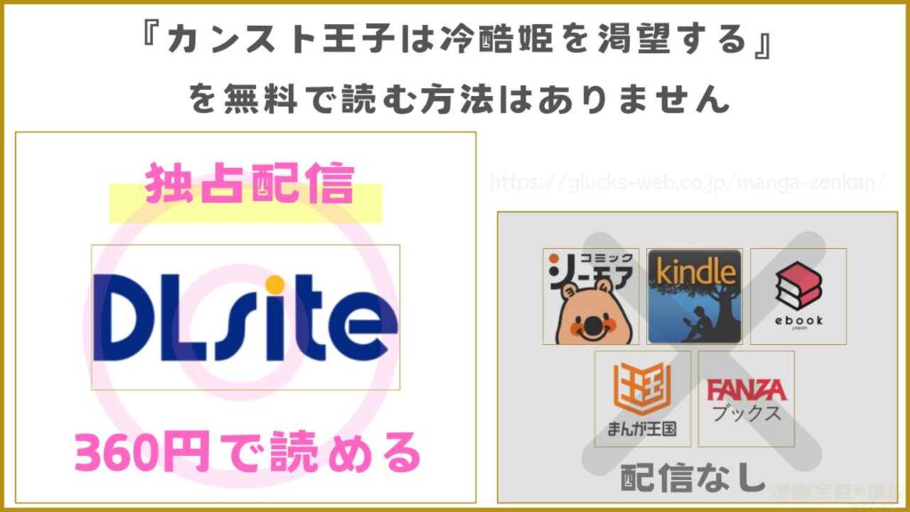 漫画『カンスト王子は冷酷姫を渇望する』を無料で読めるサイトやアプリは現在無い