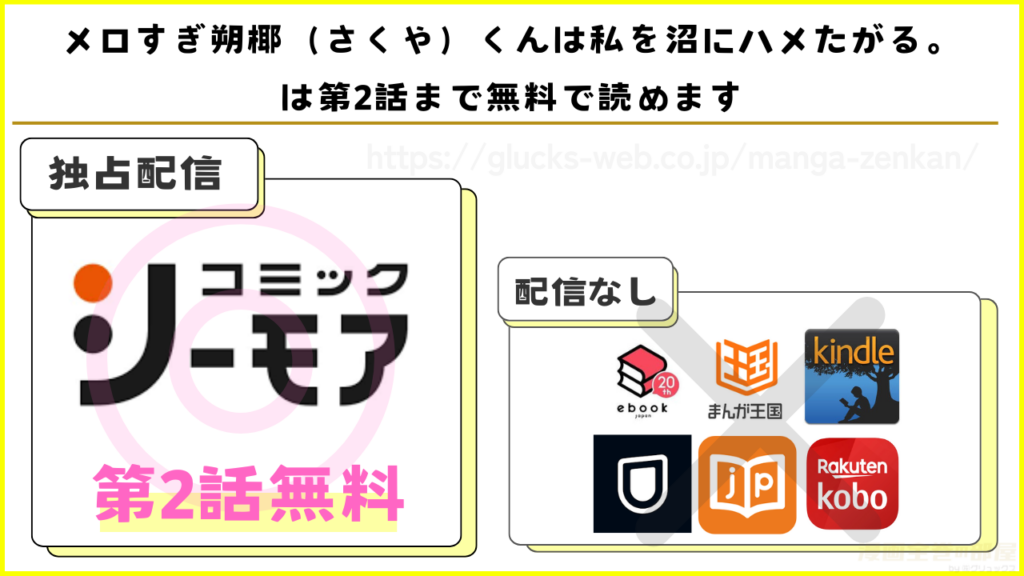 漫画『メロすぎ朔椰（さくや）くんは私を沼にハメたがる。』を無料で読めるサイトやアプリを調査