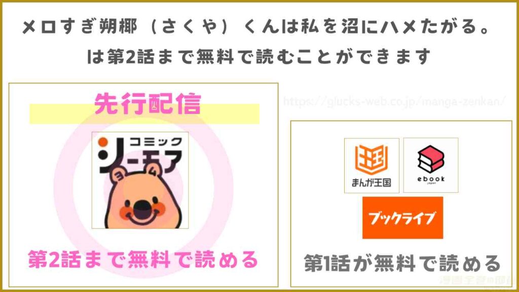 漫画『メロすぎ朔椰（さくや）くんは私を沼にハメたがる。』を無料で読めるサイトやアプリを調査