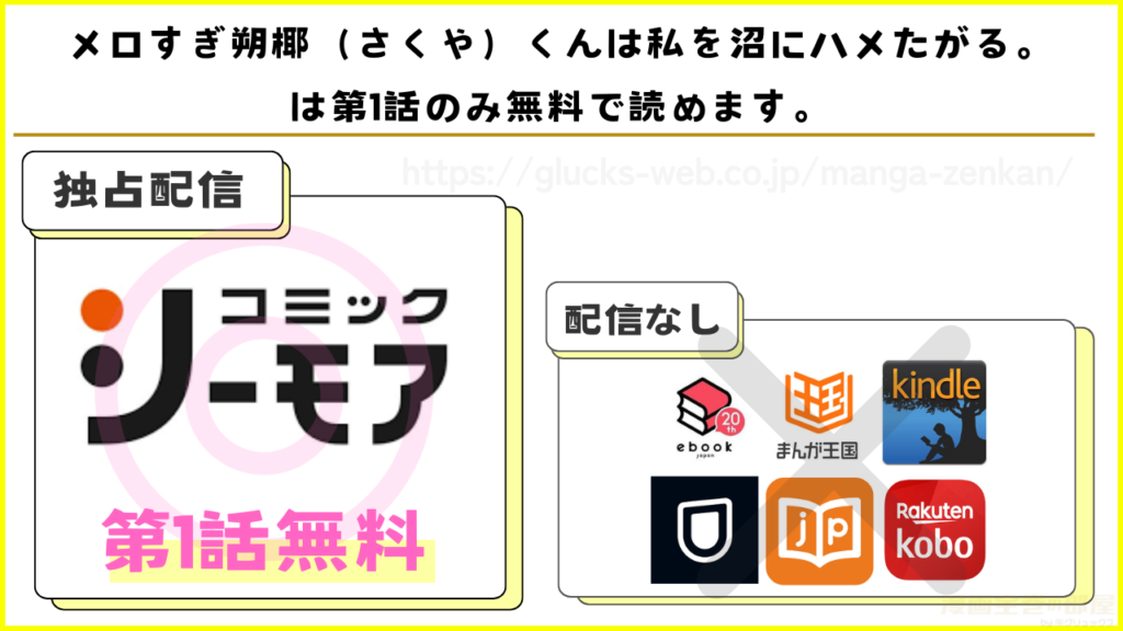 漫画『メロすぎ朔椰(さくや)くんは私を沼にハメたがる。』を無料で読めるサイトやアプリを調査