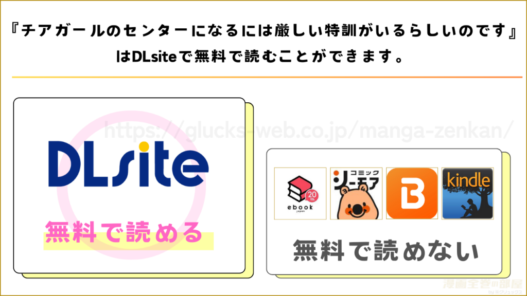 漫画『チアガールのセンターになるには厳しい特訓がいるらしいのです』を無料で読めるサイトやアプリ