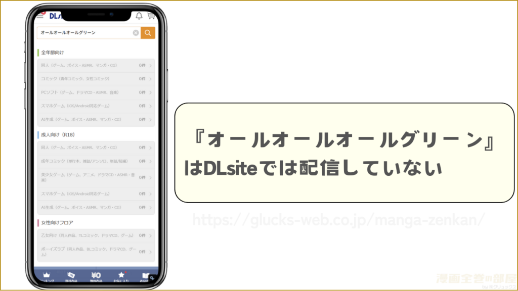 DLsiteでは『オールオールオールグリーン』を配信していない