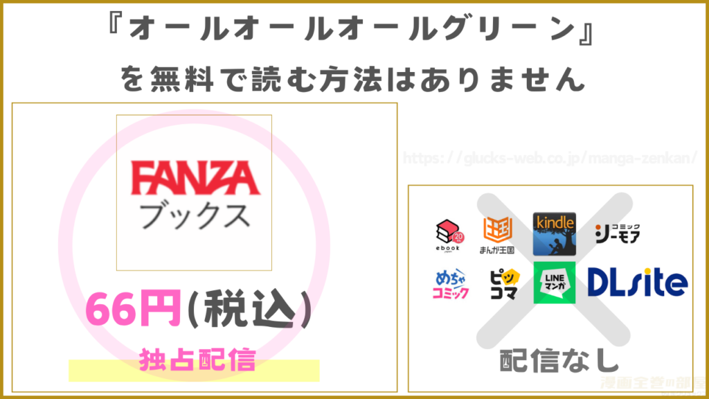 漫画『オールオールオールグリーン』を無料で読める電子書籍サイトやアプリを調査