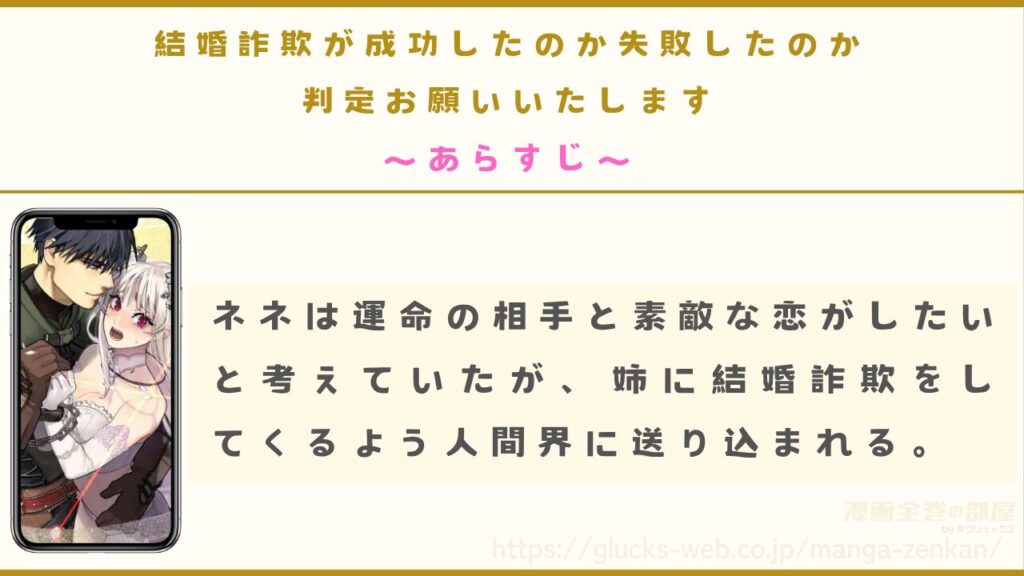 漫画『結婚詐欺が成功したのか失敗したのか判定お願いいたします』のあらすじ