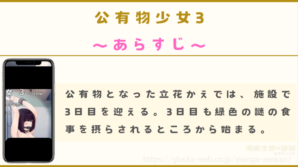 漫画『公有物少女3~国から人権を剥奪され物として扱われる女の子の話~三日目編』のあらすじ
