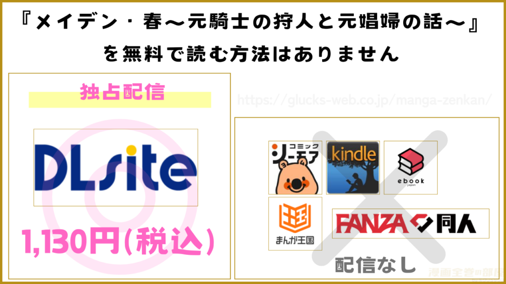 漫画『メイデン・春～元騎士の狩人と元娼婦の話～』を無料で読めるサイトやアプリを調査