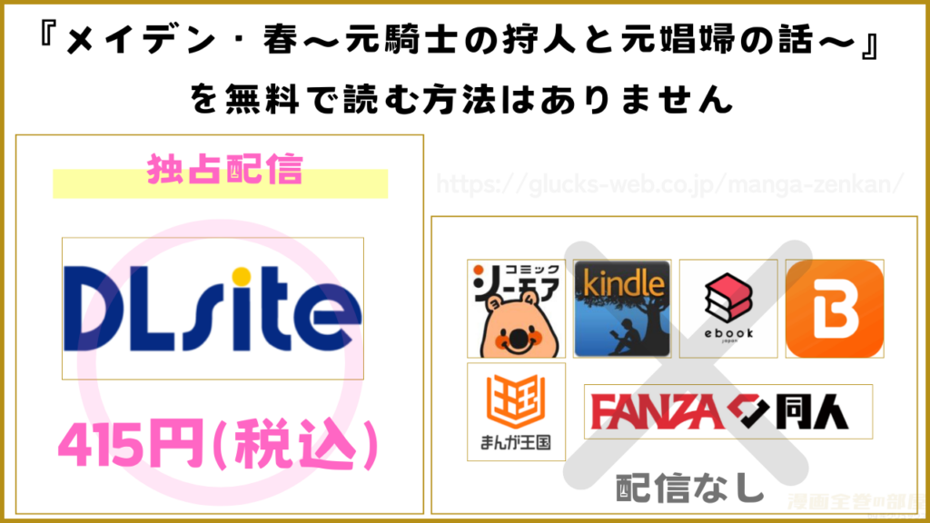 漫画『メイデン・春~元騎士の狩人と元娼婦の話~』を無料で読めるサイトやアプリを調査
