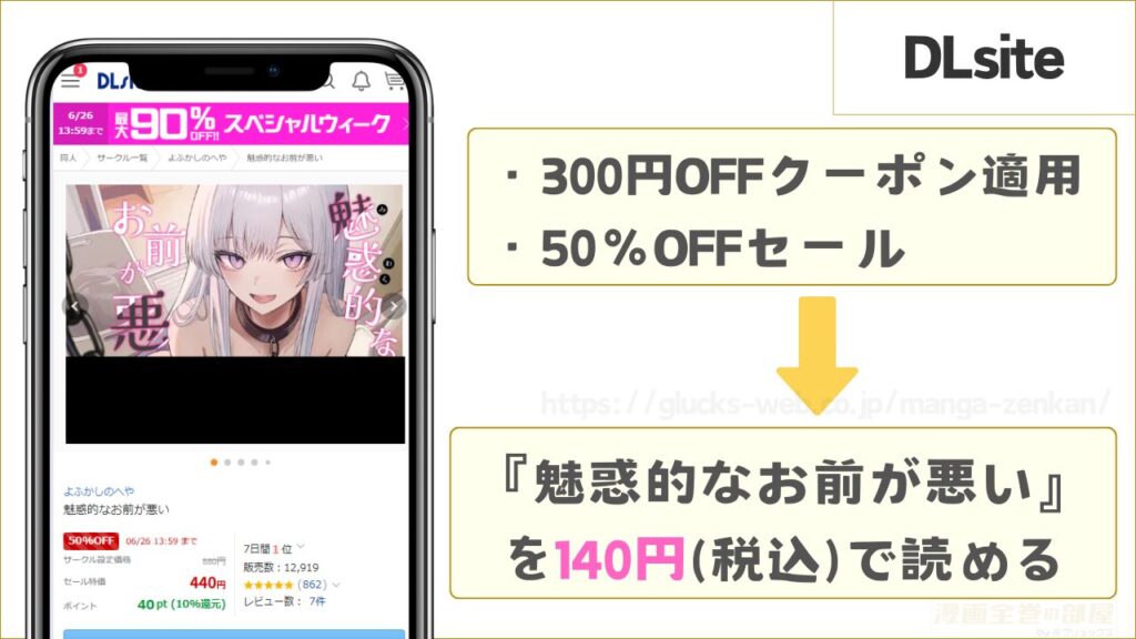 DLsiteなら『魅惑的なお前が悪い』が140円で読める