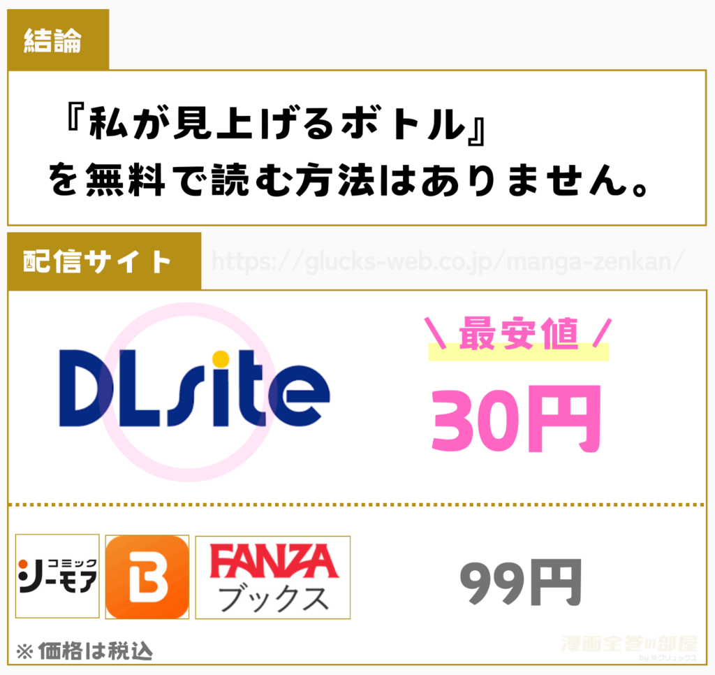 『私が見上げるボトル』を無料で読める漫画アプリやサイトを調査