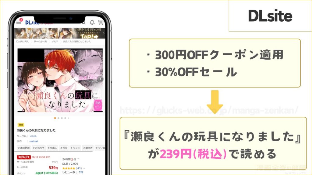 DLsiteなら『瀬良くんの玩具になりました』が239円で読める