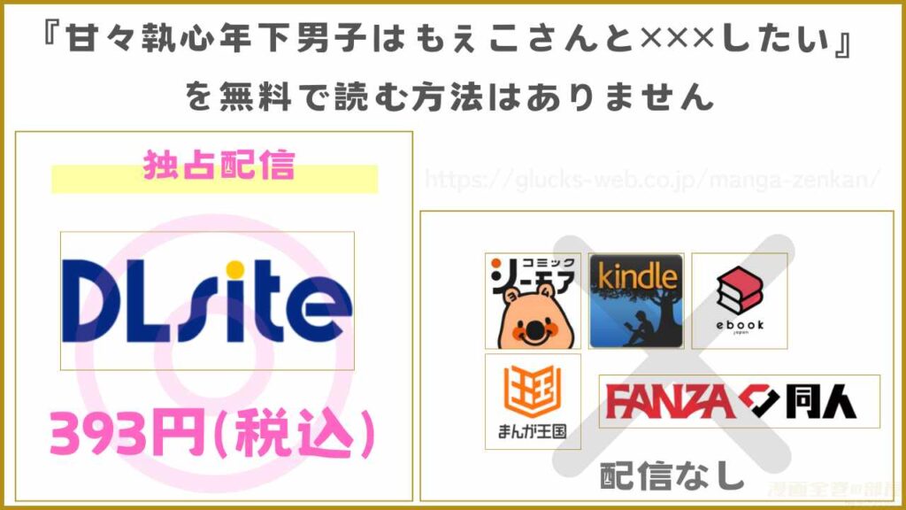 漫画『甘々執心年下男子はもえこさんと✕✕✕したい』を無料で読めるサイトやアプリを調査