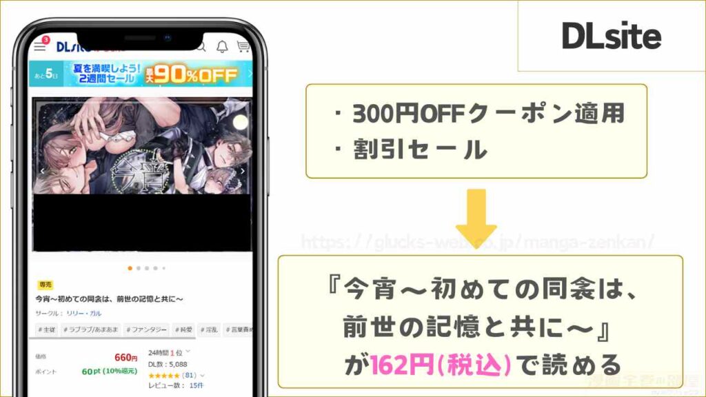 DLsiteなら『今宵~初めての同衾は、前世の記憶と共に~』が162円で読める