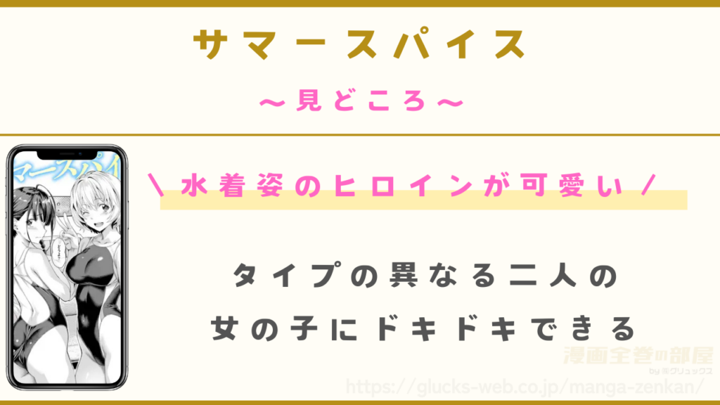 見どころ|二人の競泳水着姿にドキドキできる