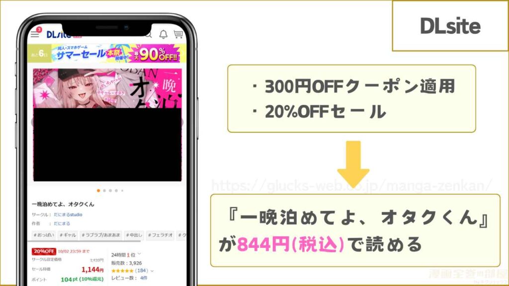 DLsiteなら『一晩泊めてよ、オタクくん』が844円で読める
