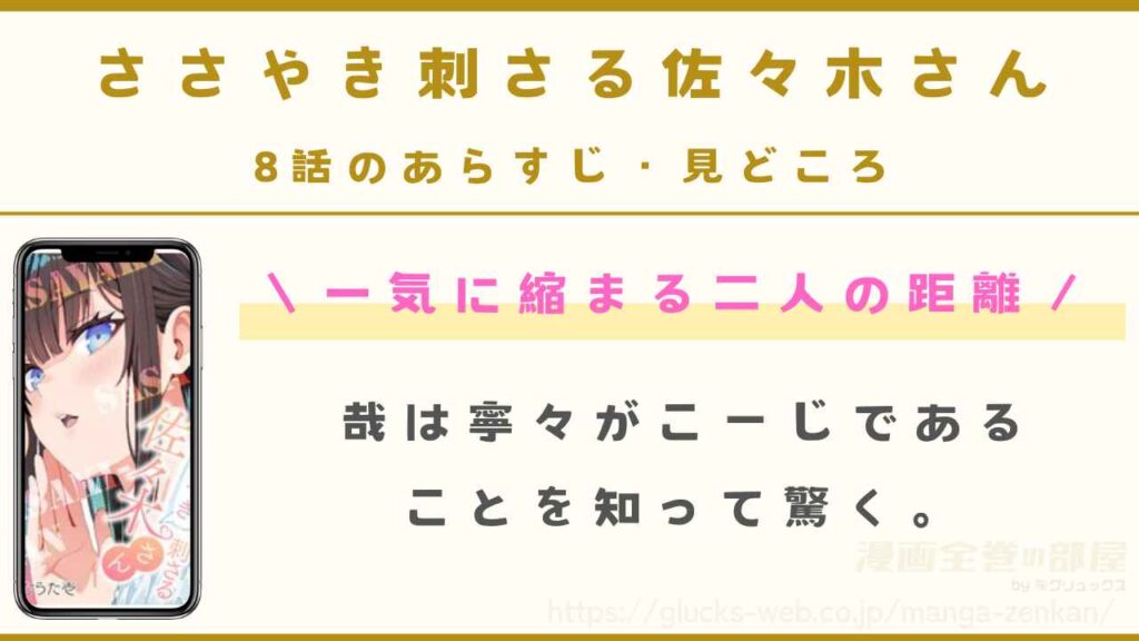 『ささやき刺さる佐々木さん』8話のあらすじ・見どころ｜急接近する二人