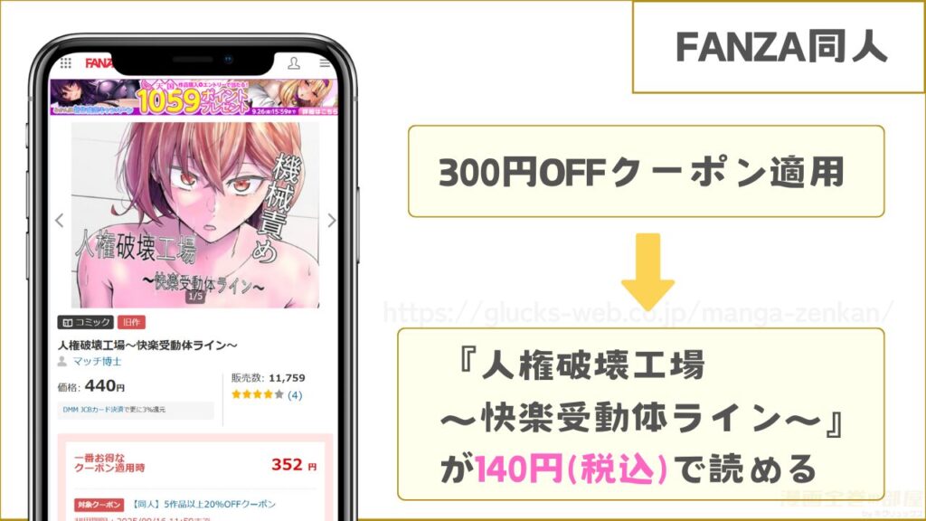 FANZA同人なら『人権破壊工場~快楽受動体ライン~』が140円で読める