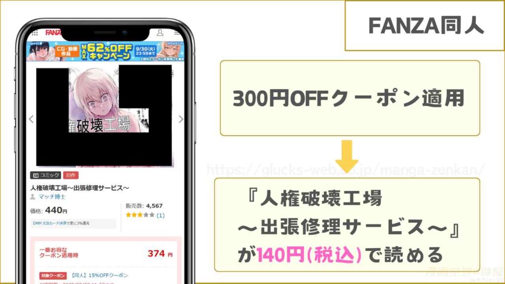 FANZA同人なら『人権破壊工場~出張修理サービス~』が140円で読める