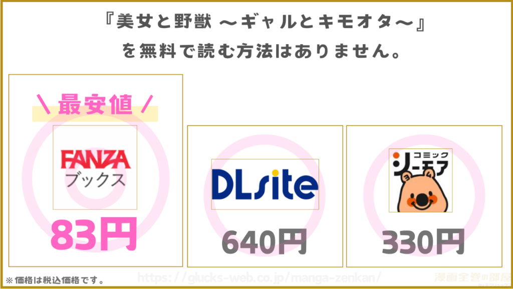 漫画『美女と野獣 〜ギャルとキモオタ〜』が無料で読めるサイトやアプリは現在ない