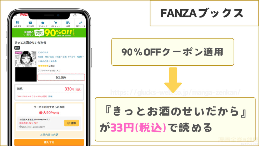 FANZAブックスなら『きっとお酒のせいだから』が33円で読める