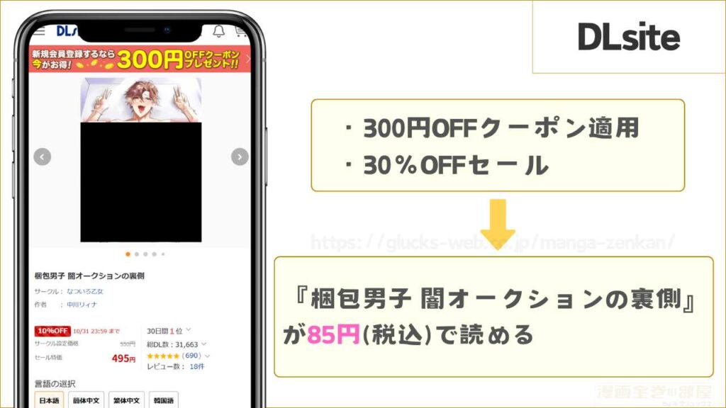 DLsiteなら『梱包男子 闇オークションの裏側』が85円で読める