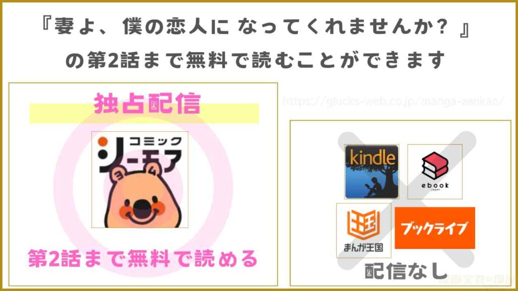 漫画『妻よ、僕の恋人になってくれませんか？』が無料で読めるサイトやアプリ