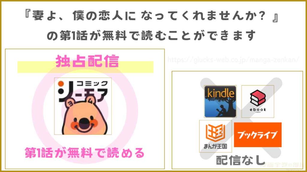 漫画『妻よ、僕の恋人になってくれませんか？』が無料で読めるサイトやアプリ