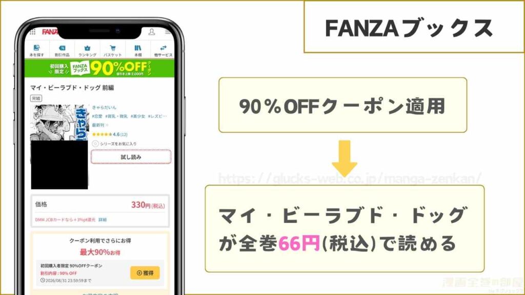 FANZAブックスなら前編と後編が全巻66円で読める