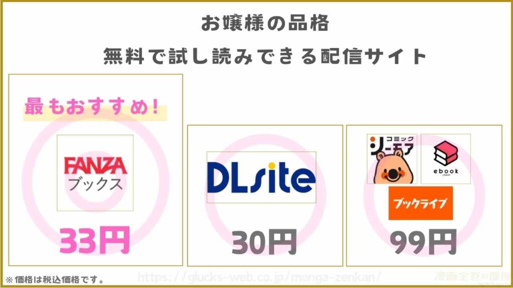 『お嬢様の品格』が無料で試し読みできる配信サイト