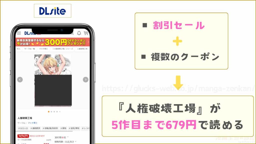 DLsite｜『人権破壊工場』が全話679円で読める