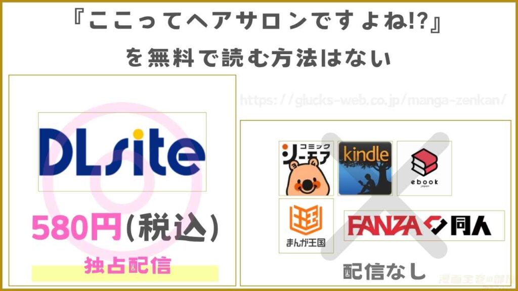 漫画『ここってヘアサロンですよね!?』を無料で読めるサイトやアプリを調査
