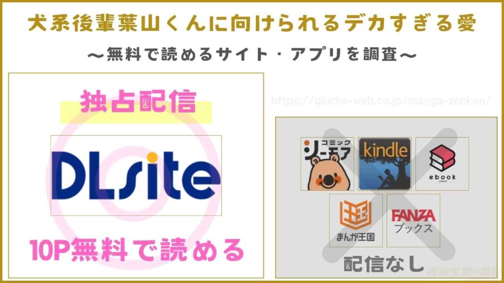 漫画『犬系後輩葉山くんに向けられるデカすぎる愛』が無料で読めるサイト・アプリを調査